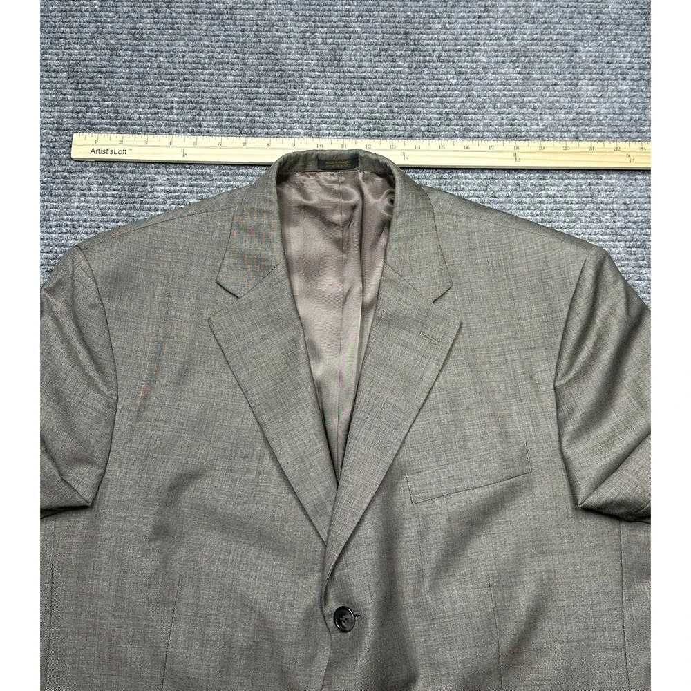 Stafford Blazer Mens 46R Brown Wool Sport Coat Classic‎ Fit Suit Jacket 3 Button